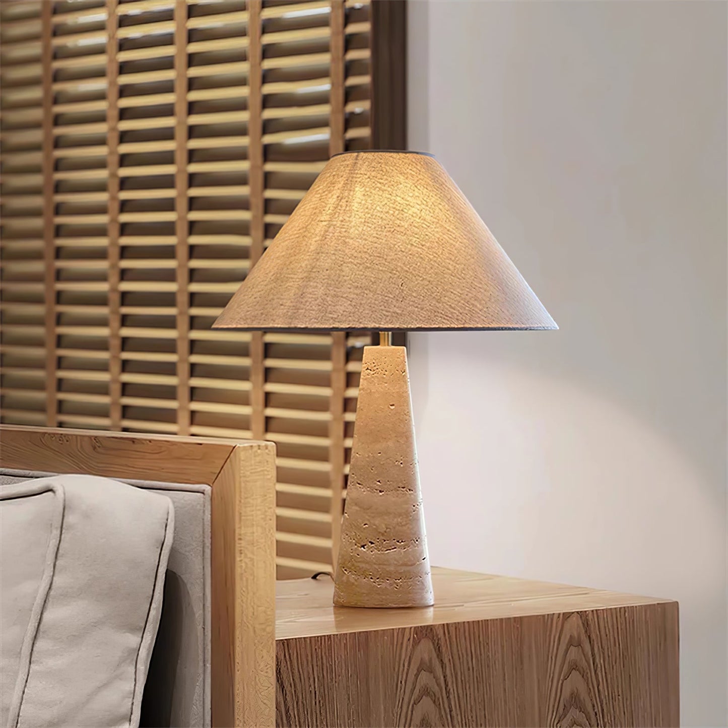 Travertine Column Table Lamp