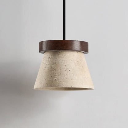 Travertine Cone Ring Pendant Light