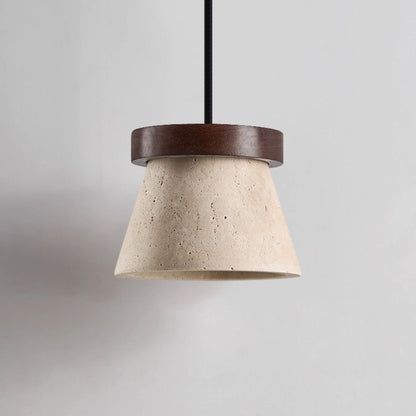 Travertine Cone Ring Pendant Light