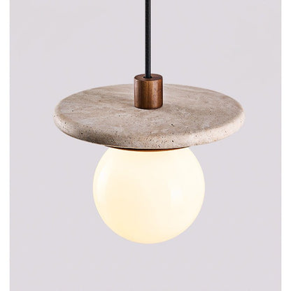 Travertine Disk Pendant Light
