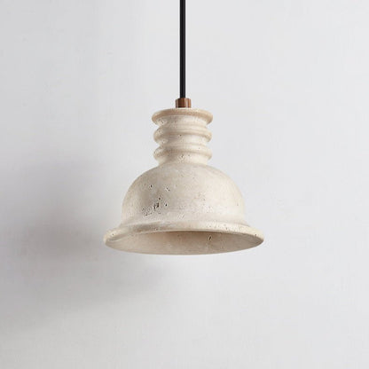 Travertine Ribbed Dome Pendant Light