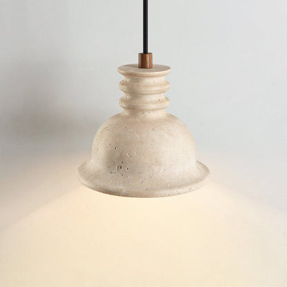 Travertine Ribbed Dome Pendant Light