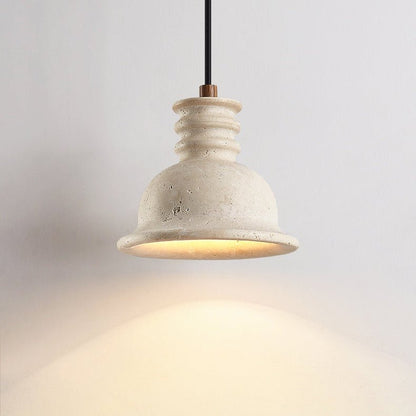 Travertine Ribbed Dome Pendant Light