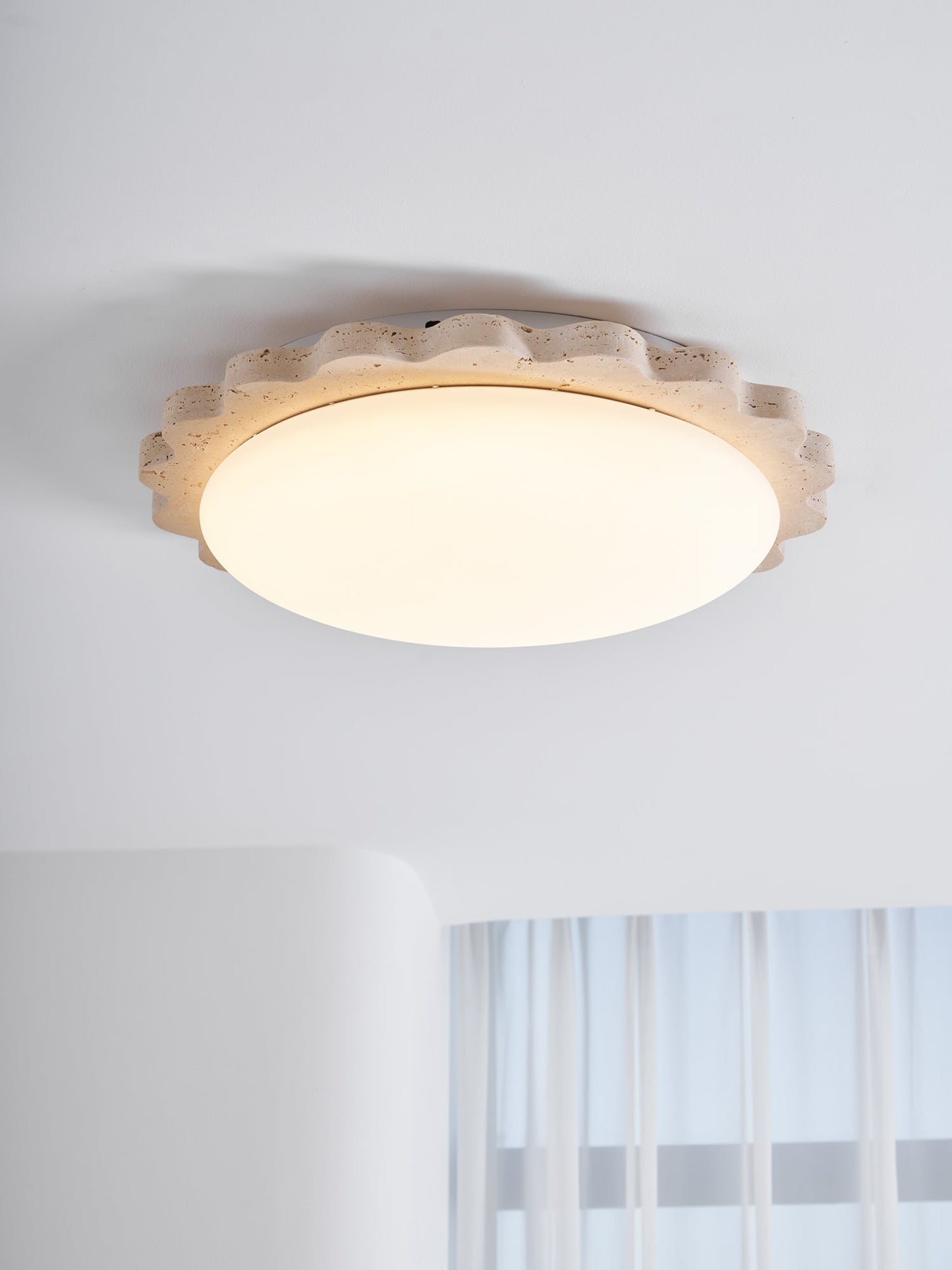 Travertine Scallop Edge Ceiling Light