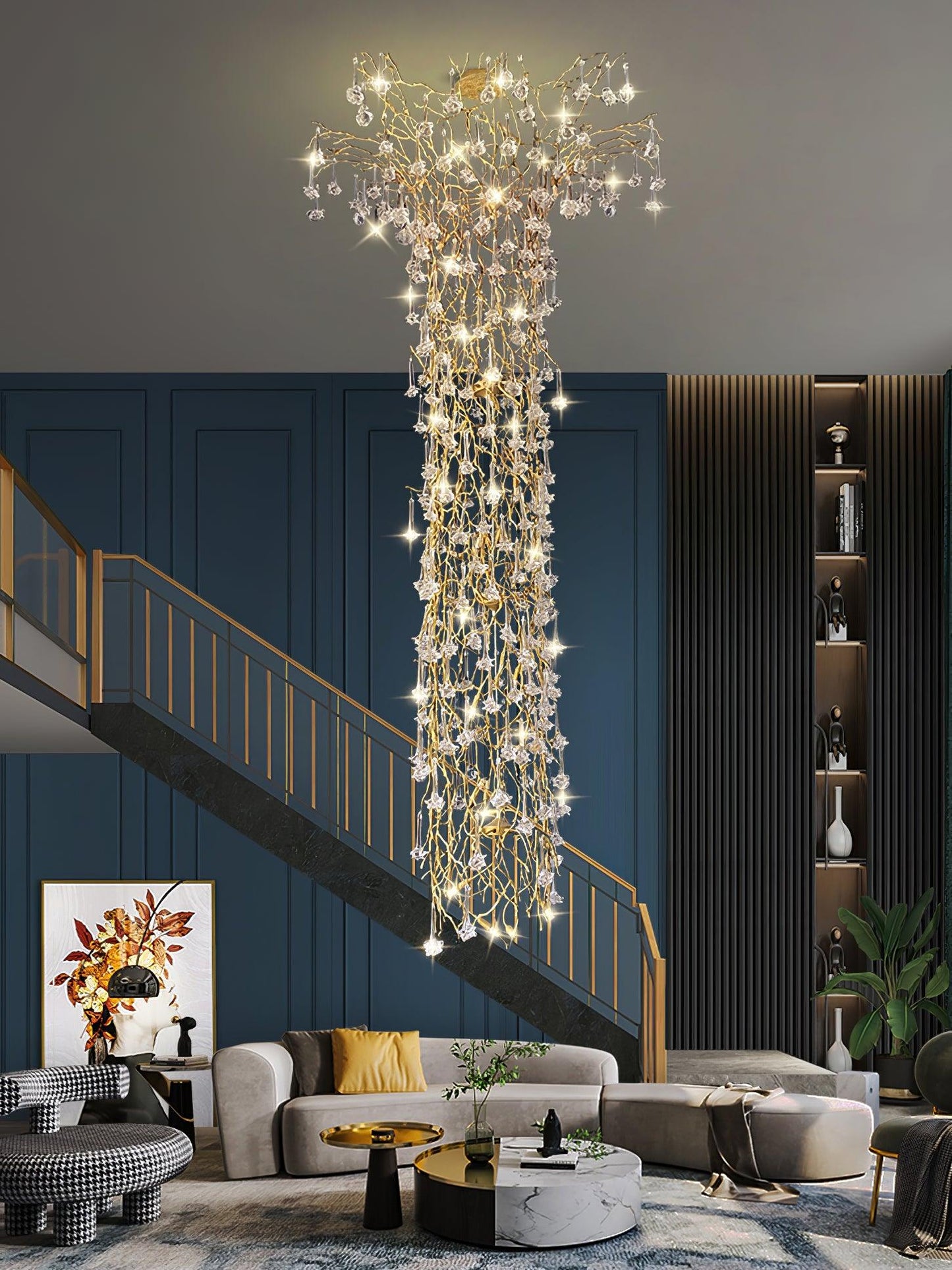 Tree Branch Staircase Ceiling fixture Chandelier