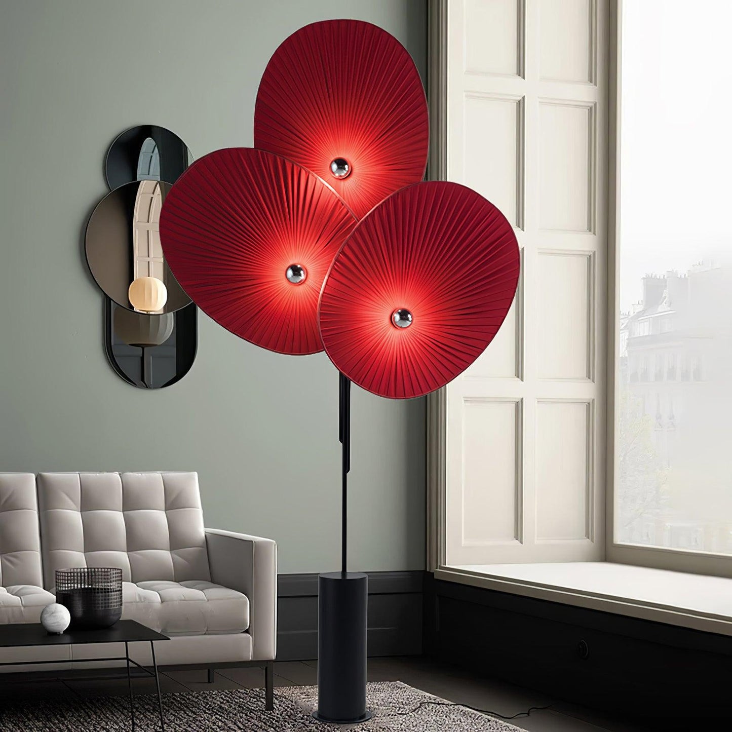 Triple Floral Free-standing Lamp Floor Lamp