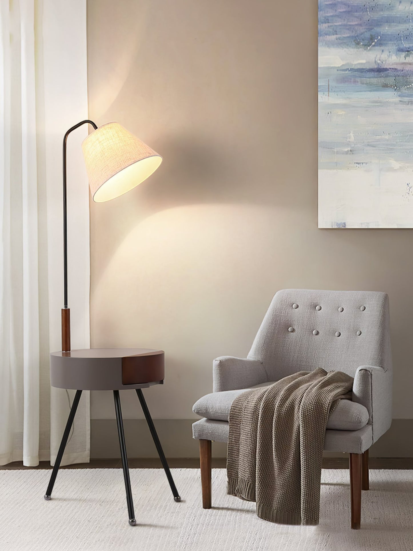 Tripod Fabric Reading Lamp Floor Lamp