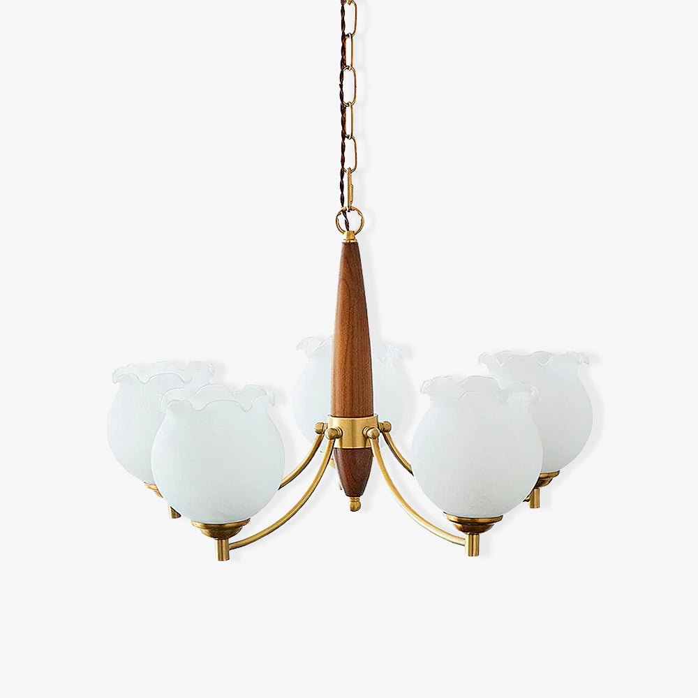 Tulips Glass Wood Electrolier Chandelier