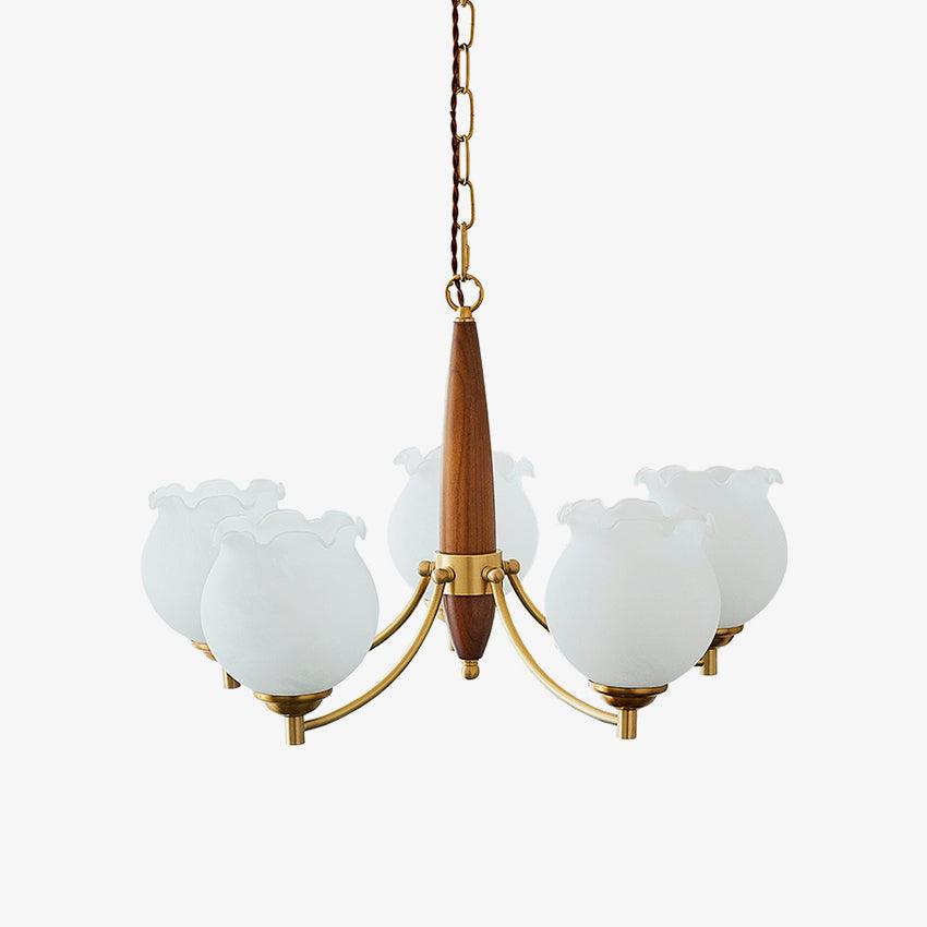 Tulips Glass Wood Electrolier Chandelier