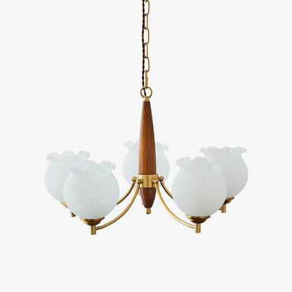 Tulips Glass Wood Electrolier Chandelier