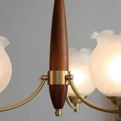 Tulips Glass Wood Electrolier Chandelier