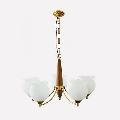 Tulips Glass Wood Electrolier Chandelier