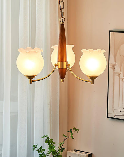 Tulips Glass Wood Electrolier Chandelier