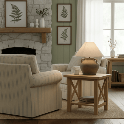 Two Handled Ceramic Jar Table Lamp