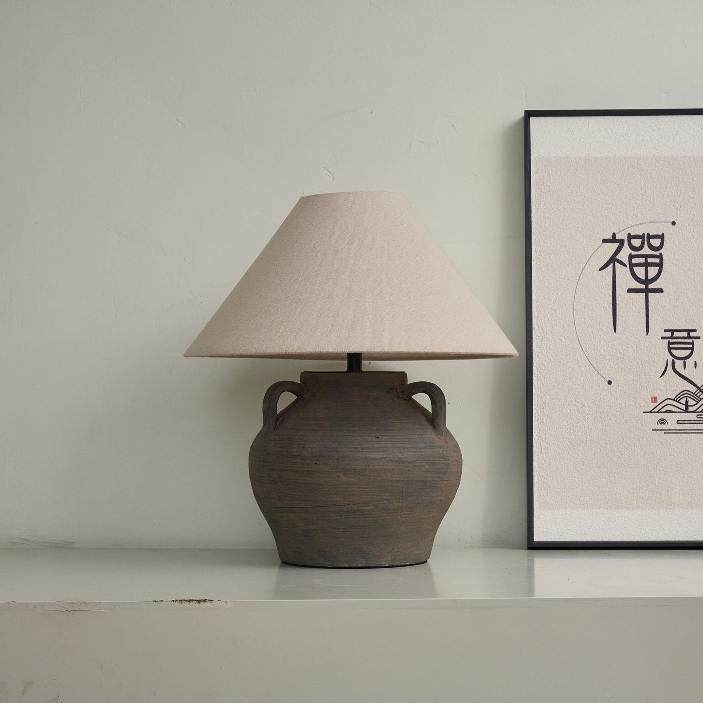 Two Handled Ceramic Jar Table Lamp