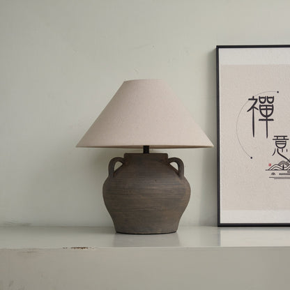 Two Handled Ceramic Jar Table Lamp