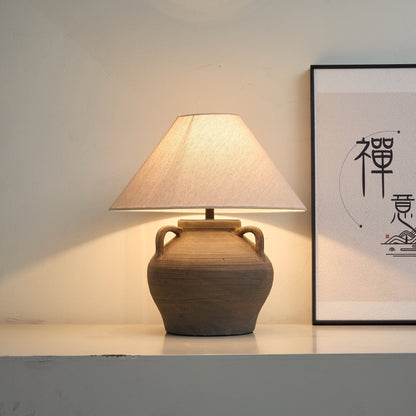Two Handled Ceramic Jar Table Lamp