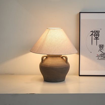 Two Handled Ceramic Jar Table Lamp