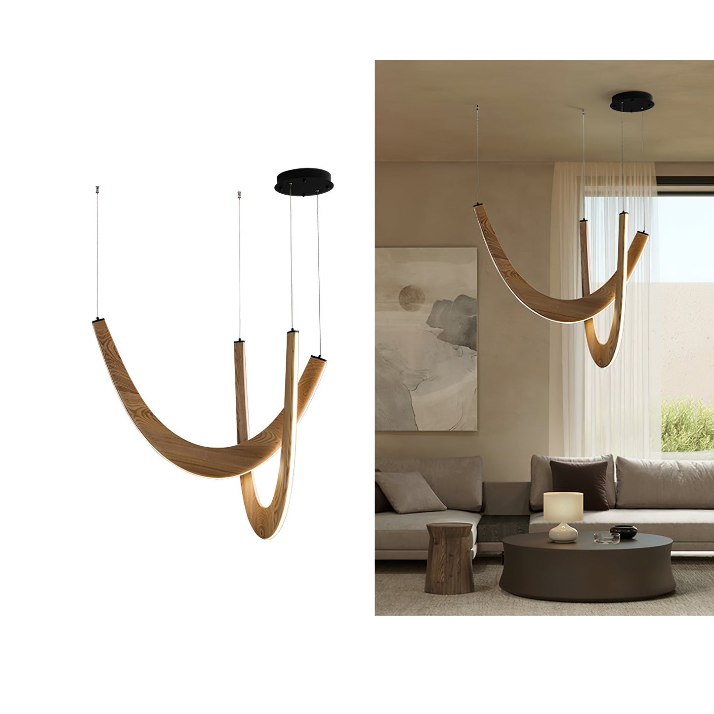 U Wooden Drop light Pendant Lamp