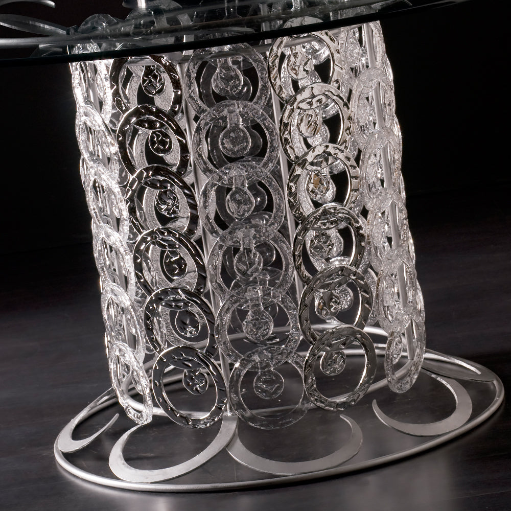 Unique Italian Handmade Round Crystal Glass Table