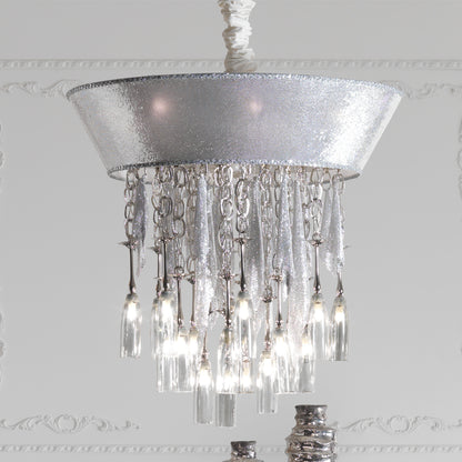 Unique Silver Metallic Fabric Ceiling Light