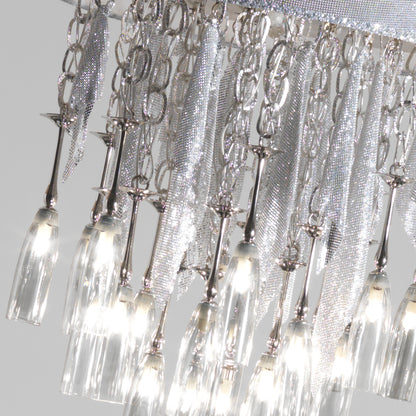 Unique Silver Metallic Fabric Ceiling Light