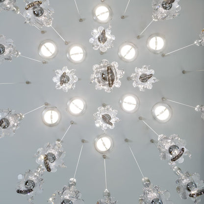 Unique Spotlight Designer Italian Crystal Chandelier With Smokey Drops