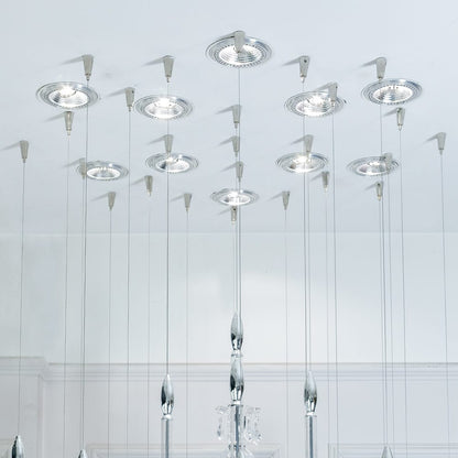 Unique Spotlight Designer Italian Crystal Chandelier With Smokey Drops