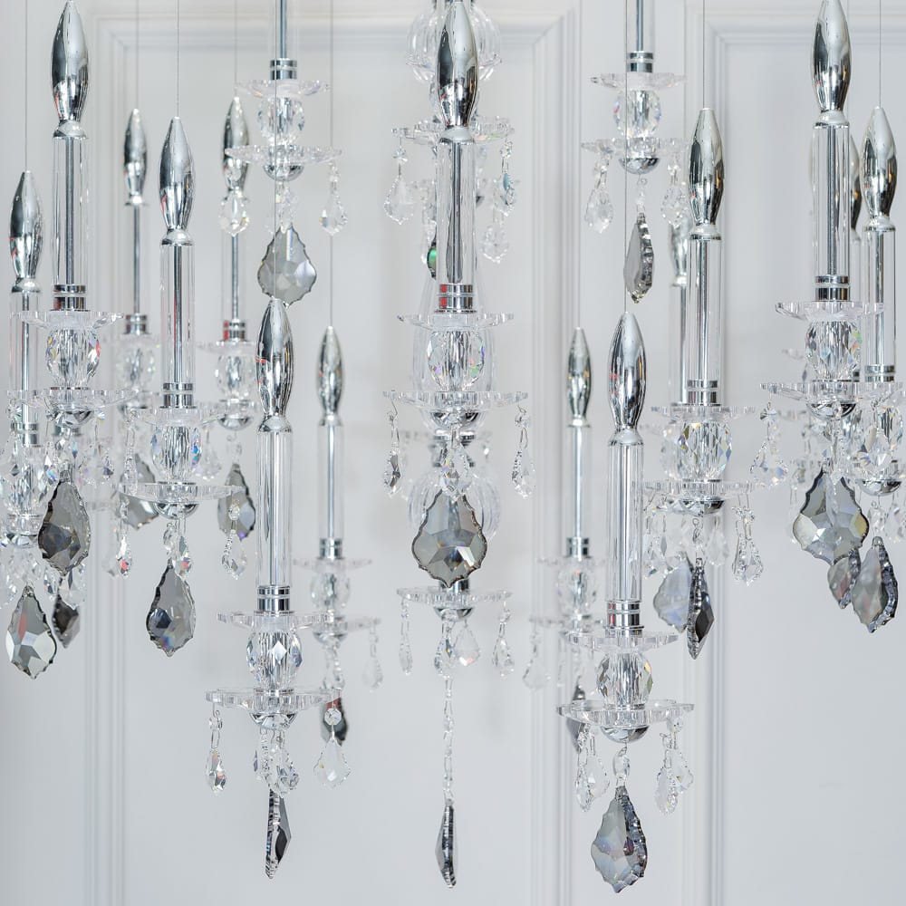 Unique Spotlight Designer Italian Crystal Chandelier With Smokey Drops