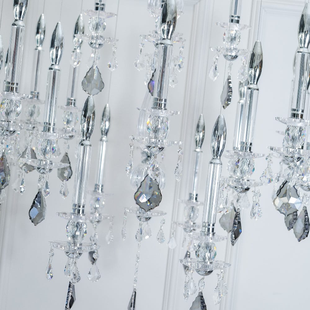 Unique Spotlight Designer Italian Crystal Chandelier With Smokey Drops