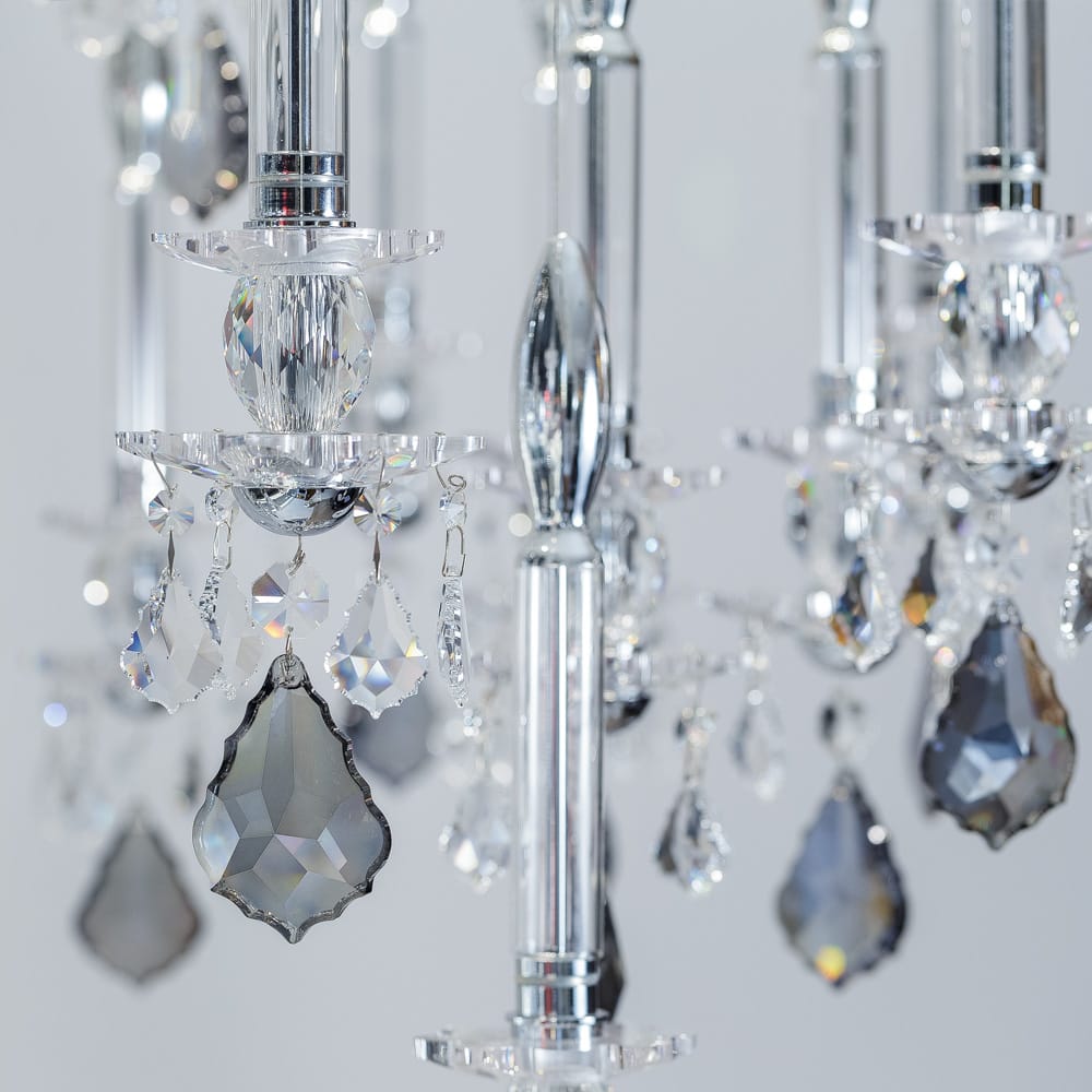 Unique Spotlight Designer Italian Crystal Chandelier With Smokey Drops