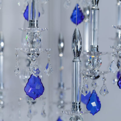 Unique Spotlight Designer Italian Crystal Chandelier With Blue Drops