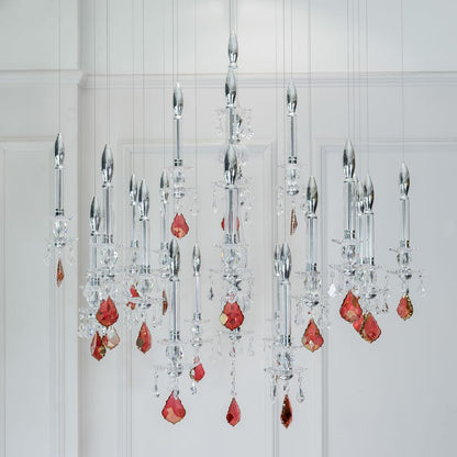 Unique Spotlight Designer Italian Crystal Chandelier With Red Drops