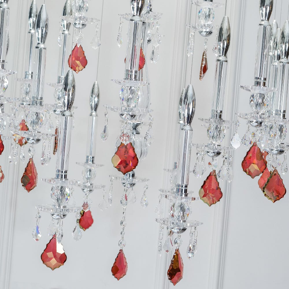 Unique Spotlight Designer Italian Crystal Chandelier With Red Drops