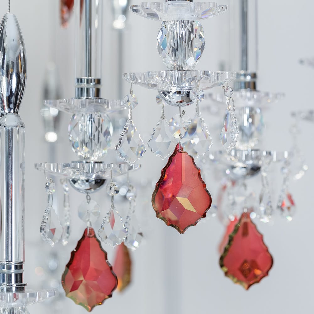 Unique Spotlight Designer Italian Crystal Chandelier With Red Drops