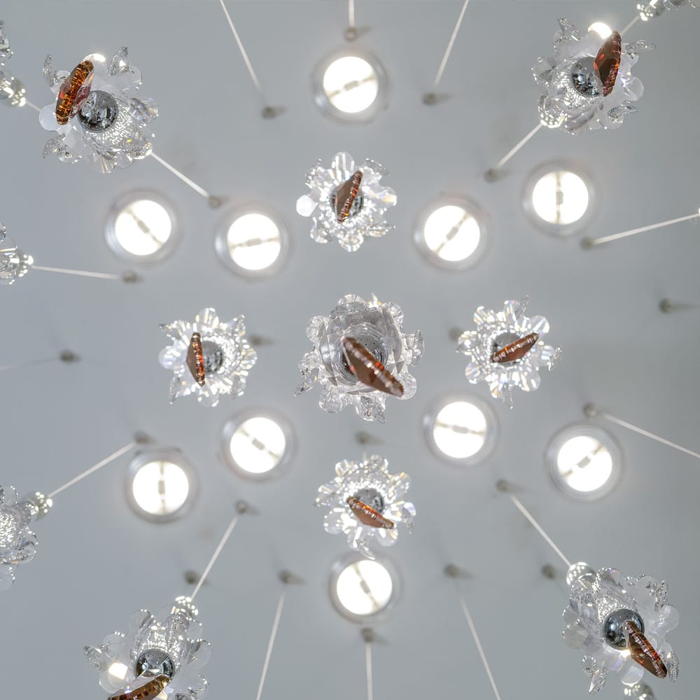 Unique Spotlight Designer Italian Crystal Chandelier With Smokey Drops