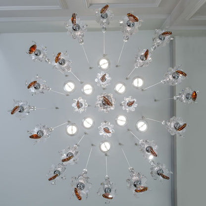 Unique Spotlight Designer Italian Crystal Chandelier With Red Drops