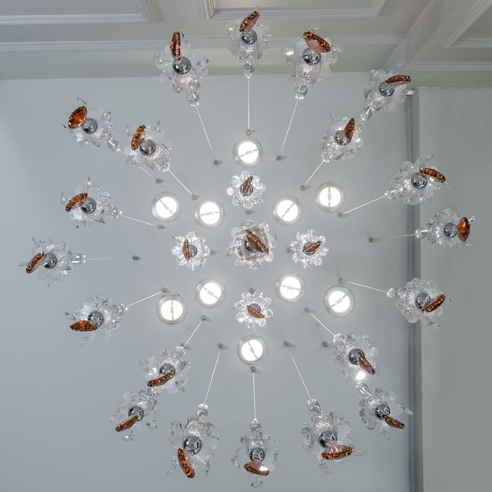 Unique Spotlight Designer Italian Crystal Chandelier With Smokey Drops