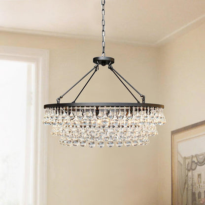 Unique Tiered Crystal Crown Chandelier