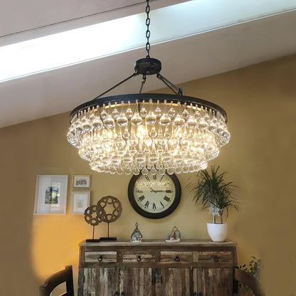 Unique Tiered Crystal Crown Chandelier