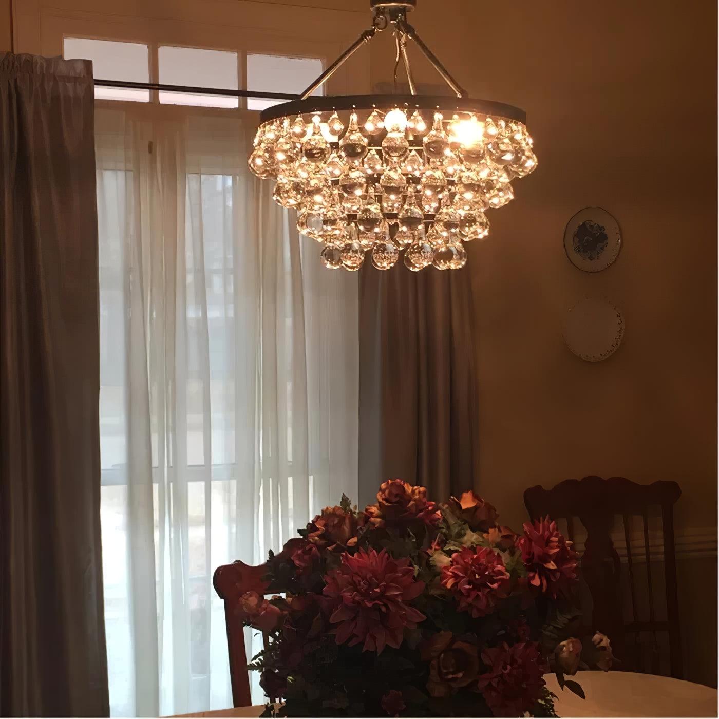 Unique Tiered Crystal Crown Chandelier