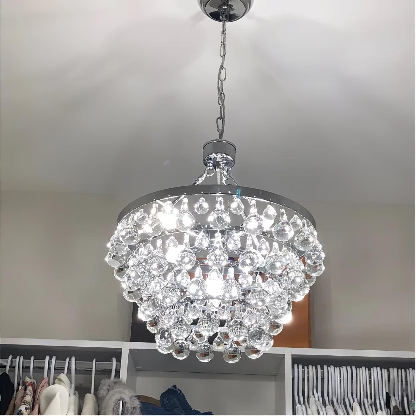 Unique Tiered Crystal Crown Chandelier