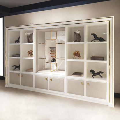 High End Modern Italian Ivory Shelving Wall Unit