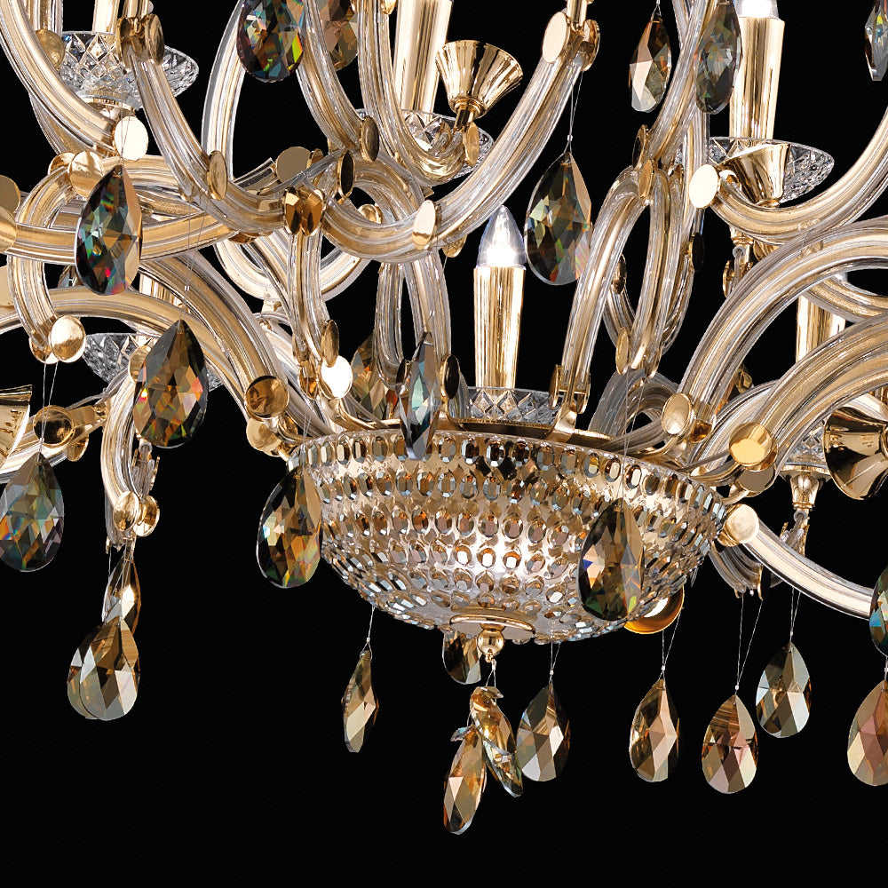 Large Gold Plated Crystal Chandelier