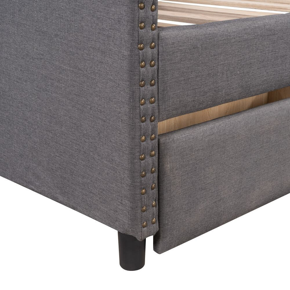 Upholstered Twin Size Daybed with Two Drawers