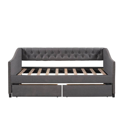 Upholstered Twin Size Daybed with Two Drawers