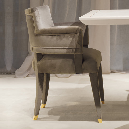 Modern Italian Luxury Mink Velvet Dining Armchair