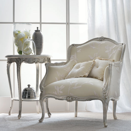 Venetian Style Silver Italian Armchair