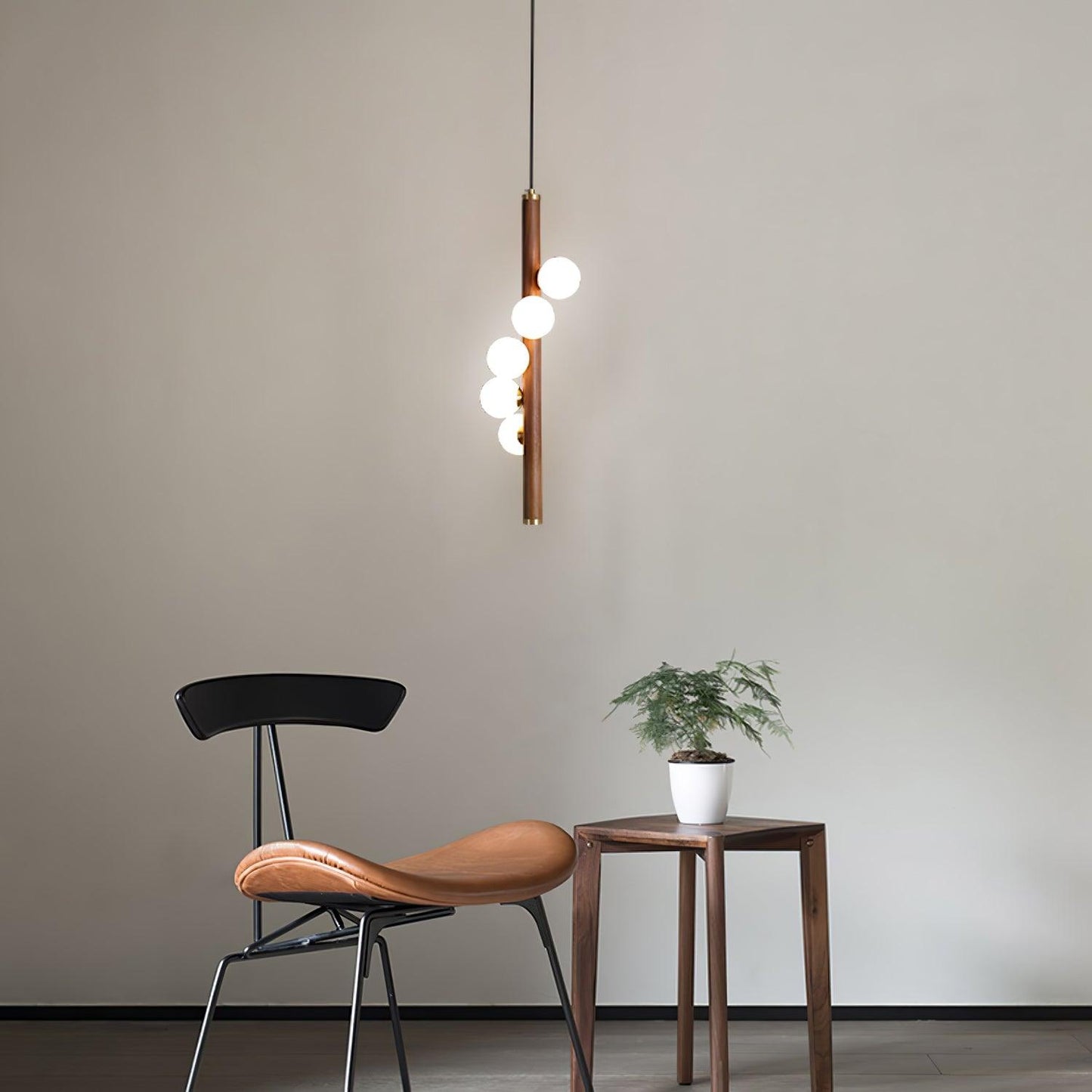 Vertical Orb Timber Droplight Pendant Lamp