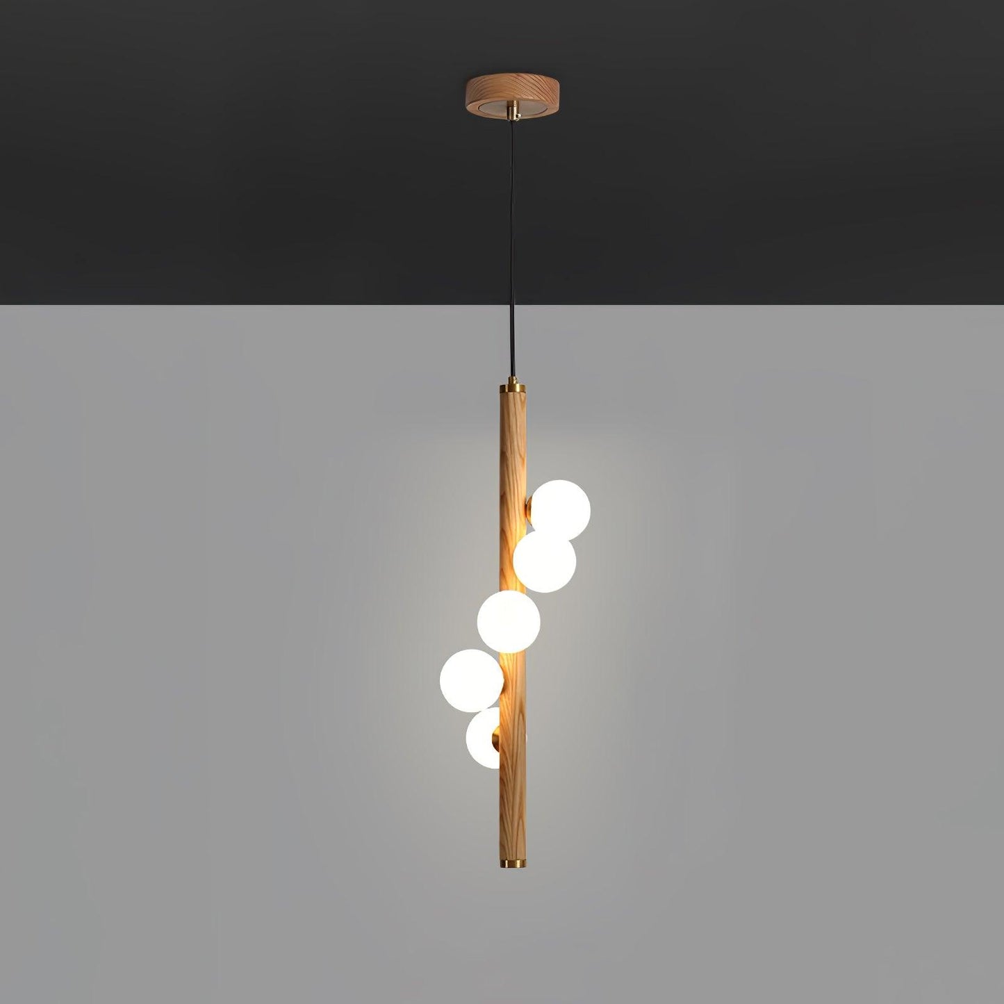 Vertical Orb Timber Droplight Pendant Lamp